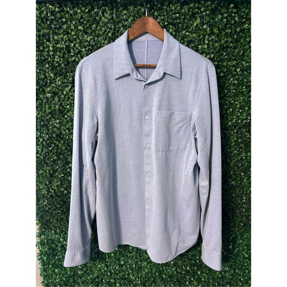 lululemon athletica Other - Lululemon Light Blue Commission Long-Sleeve Shirt Pocket Button Down Sz Large